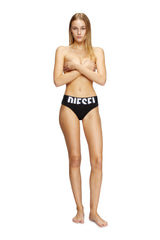 Women's Three-pack thongs with cut-off logo Black