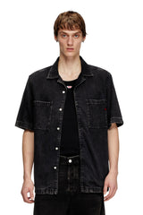 Men's Bowling shirt in Tencel denim Black