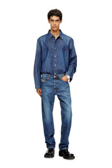 Men's Denim shirt with embroidered logo Blue