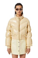 W-CREMA Woman: Quilted-vinyl down bomber jacket
