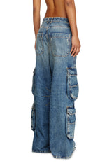 1996 D-Sire Women: Cargo Jeans with pockets medium blue