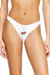 Women's 3-pack thongs with heart-cherry print White