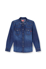 Men's Denim shirt with patch pockets Blue