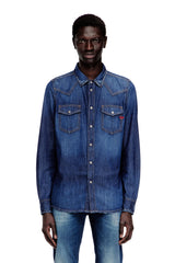 Men's Denim shirt with patch pockets Blue