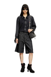 Women's Shorts in rinse-wash denim Black