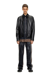 Men's Leather biker jacket with embossed logo Black