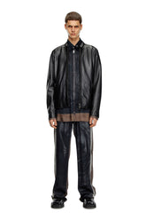 Men's Leather biker jacket with embossed logo Black