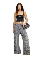 Women's Knit tube top with cut-out logo Black