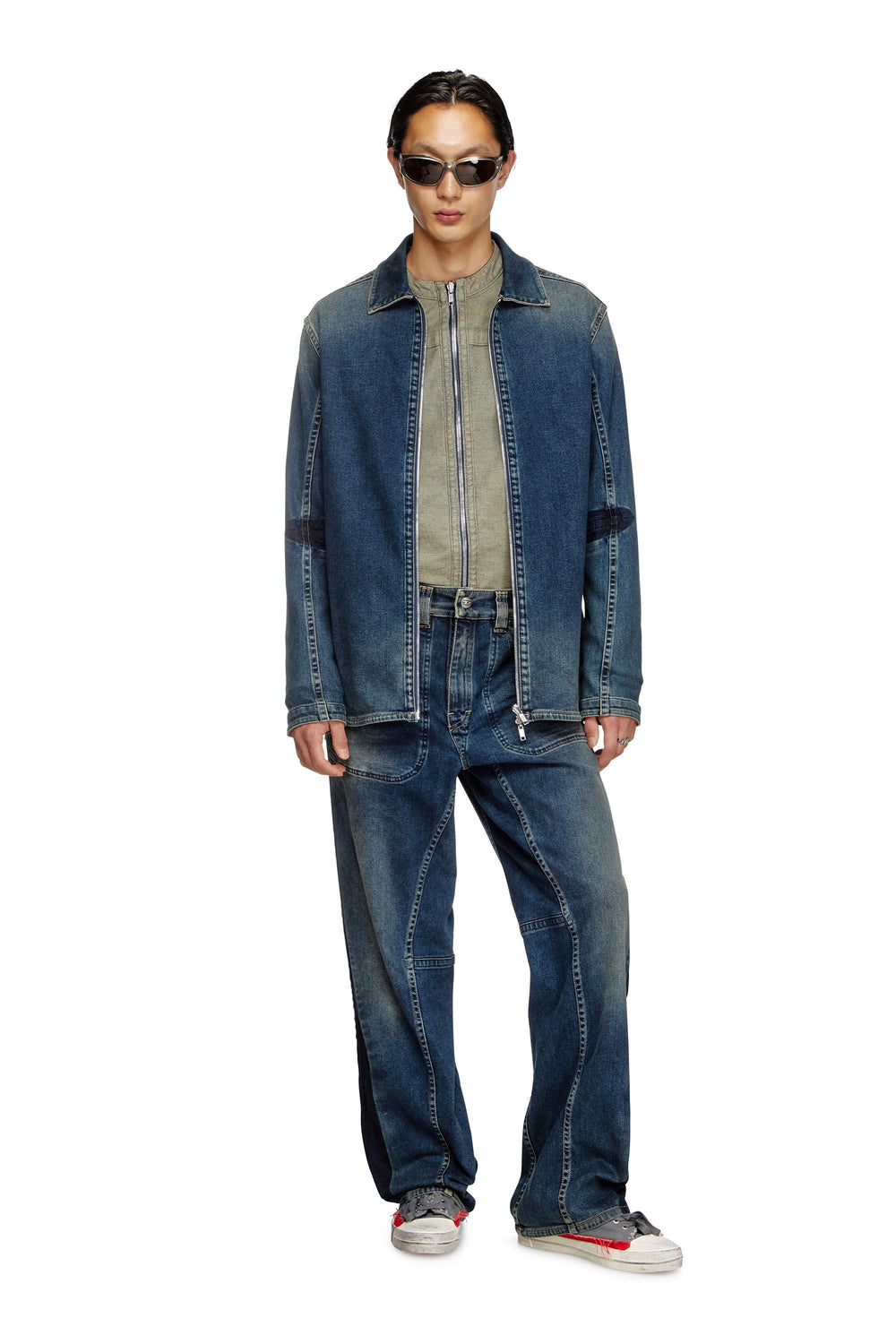 Men's Zipped shirt in Rehab denim Blue