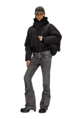 Women's Hooded down jacket in crinkled nylon Black