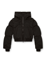 Women's Hooded down jacket in crinkled nylon Black