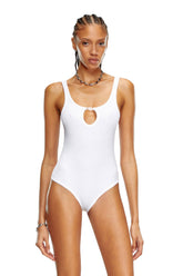 Women's Ribbed bodysuit with Oval D plaque White