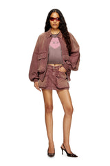 Women's Denim miniskirt with patch pockets Brown