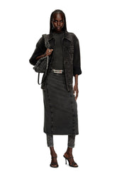 Women's Midi skirt with denim effect Black