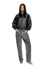 Women's Leather bomber jacket Black