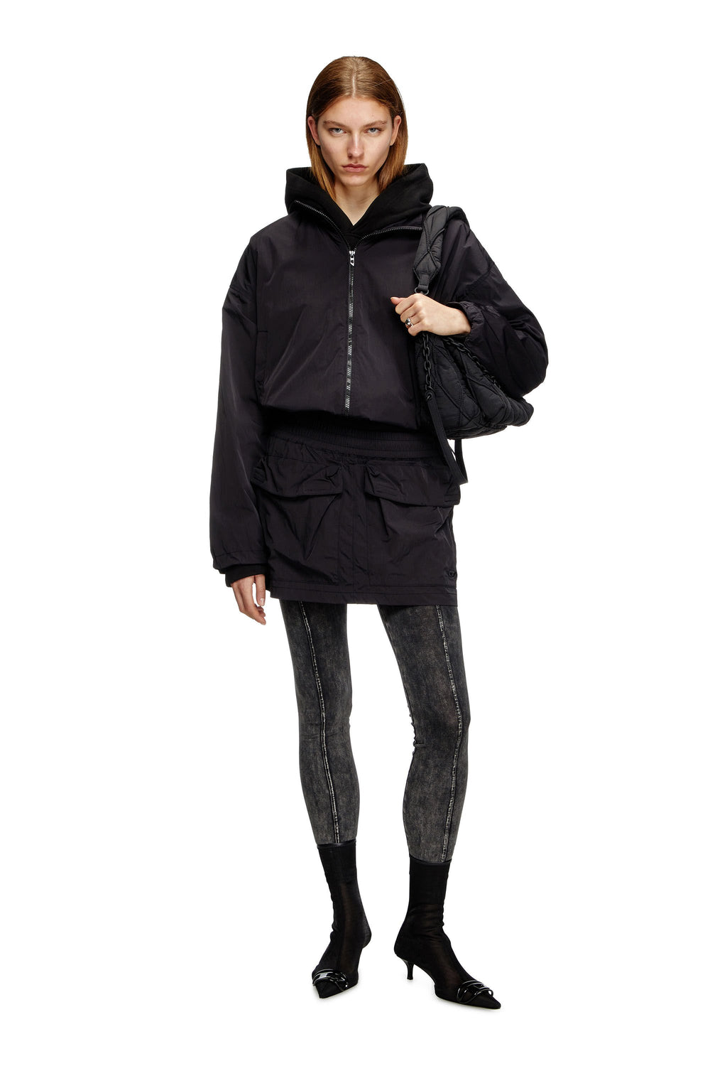 Women's Windbreaker in compact nylon Black