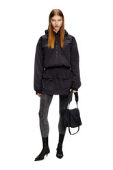 Women's Crinkled mini skirt with utility pockets Black