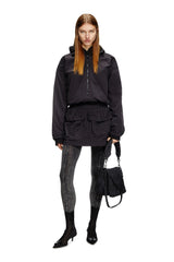 Women's Crinkled mini skirt with utility pockets Black