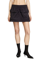 Women's Crinkled mini skirt with utility pockets Black