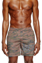 Men's Mid-length swim shorts in camo ripstop Brown