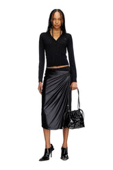 Women's Wool cardigan with cut-out logo Black