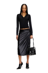 Women's Wool cardigan with cut-out logo Black