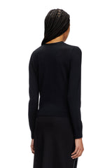 Women's Wool cardigan with cut-out logo Black