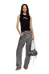 Women's Knit tank top in cashmere blend Black