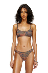 Women's Camo bikini top with cut-out logo Brown