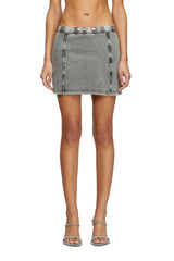 Women's Denim-effect mini skirt in stretch jersey Grey