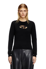 Women's Cashmere-blend jumper with cut-out logo Black