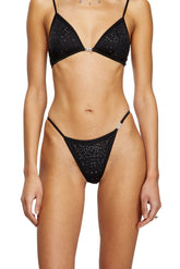 Women's Microfibre briefs with crystals Black