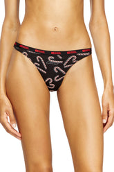 Women's Three-pack thongs with candy cane print Black