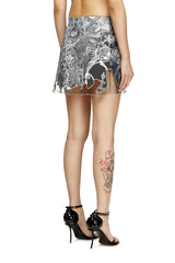Women's Nylon mini skirt with Heraldic print Grey