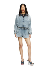 Women's Cropped jacket in recycled nylon taslan Blue