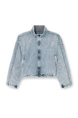 Women's Cropped jacket in recycled nylon taslan Blue