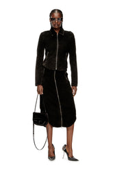 Women's Cotton midi skirt with zipper Black