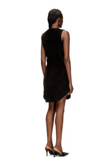 Women's Cotton mini dress with front zipper Brown