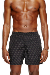 Men's Mid-length swim shorts with all-over logo Black