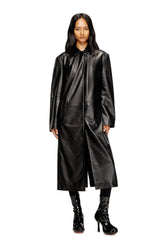 Women's Long padded leather coat Black