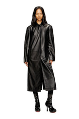 Women's Long padded leather coat Black