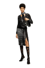 Women's Knitted skirt with hip tie Black