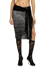 Women's Knitted skirt with hip tie Black