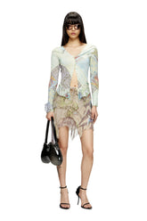 Women's Cropped cardigan with medieval print Multicolor