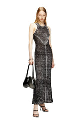 Women's Linen-knit dress with cut-out logo Black