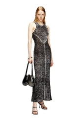 Women's Linen-knit dress with cut-out logo Black