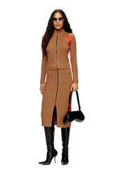 Women's Alpaca-blend cardigan with contrast inserts Brown