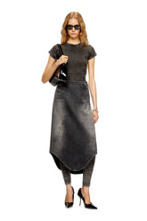 Women's Denim midi skirt with shadow effect Black