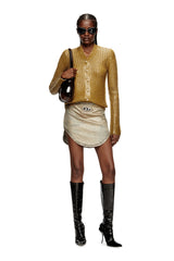 Women's Ribbed cardigan with shiny effect Brown