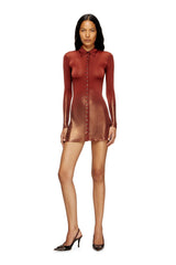 Women's Polo mini dress with front buttons Brown